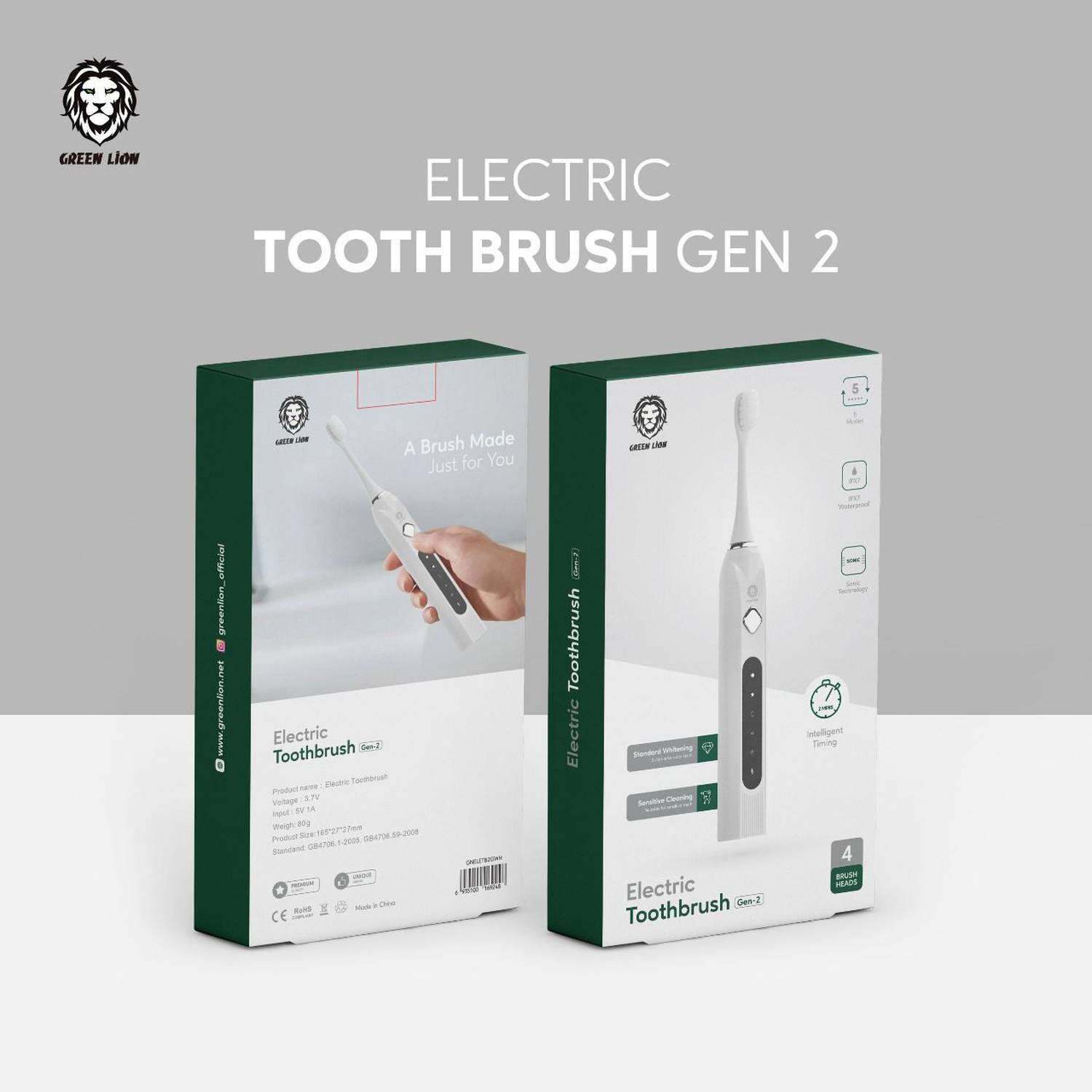 مسواک برقی شارژی گرین لاین مدل Green Electric Toothbrush GEN2