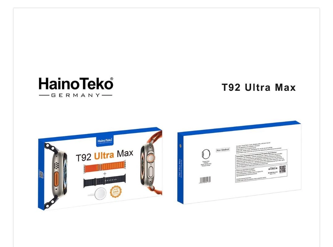 ساعت هوشمند هاینوتکو مدل T92 ultra max+آداپتور 1 آمپر(هدیه)